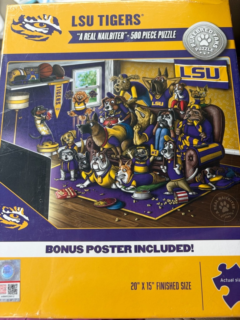 LSU Tigers 500-Piece Puzzle with dogs - Purple & Gold